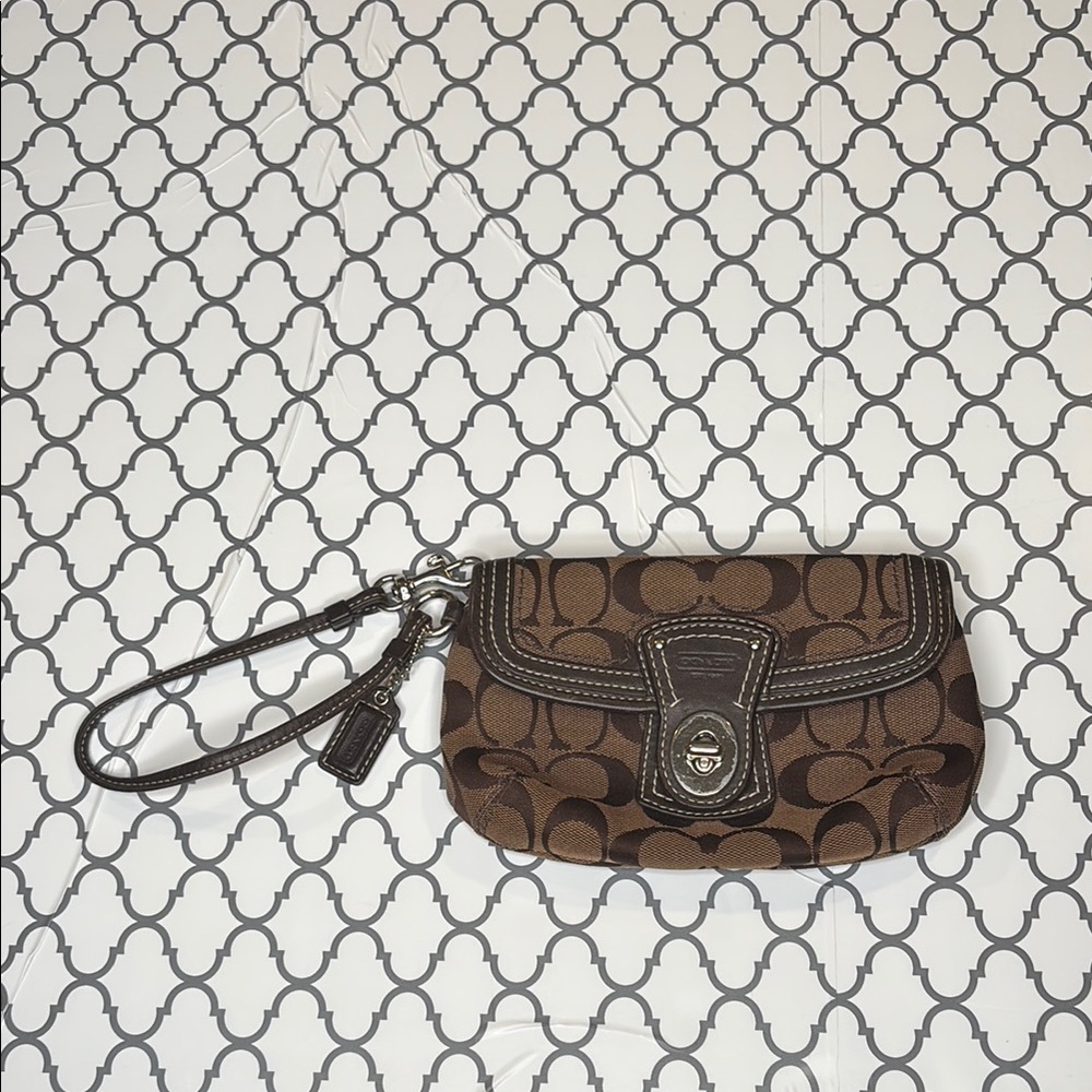 Coach Brown Wristlet Clutch